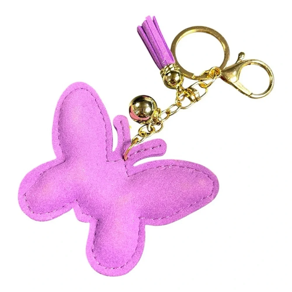 Purple Rhinestone Butterfly Keychain
